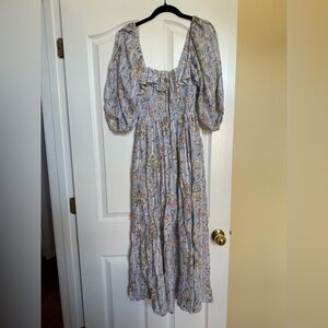 Free People Floral Long Sleeve Dress - lavender